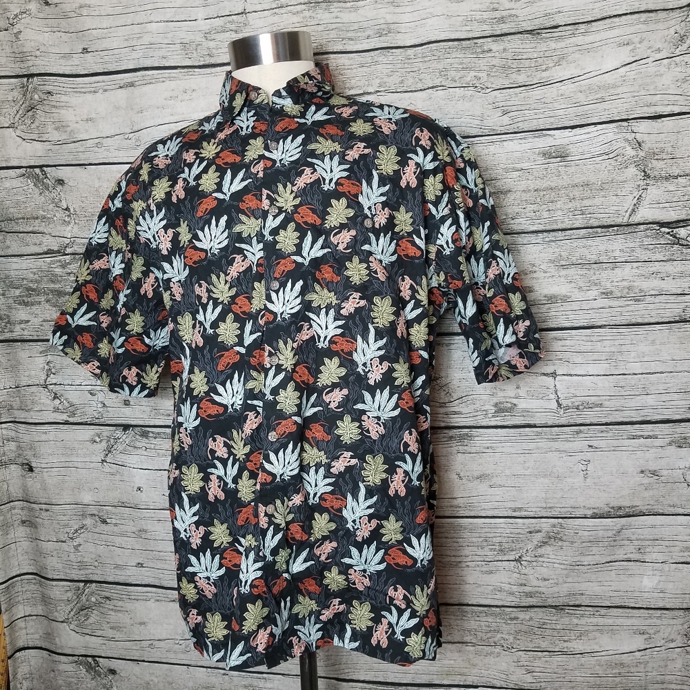 MODA CAMPIA Mens Large L Lobster Button-up shirt Combine ship Discount.Pit to